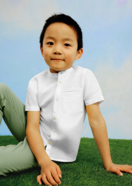 Boy short sleeved linen shirt