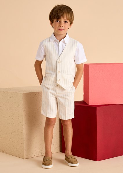 Boy linen waistcoat and shorts set