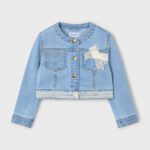 Girl denim jacket with guipure details