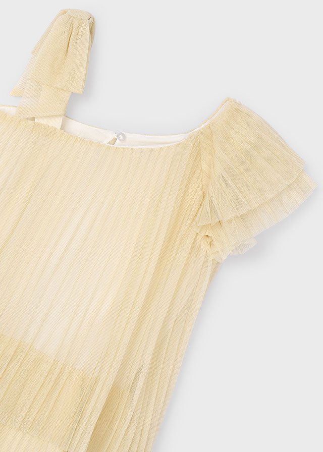 Girl Asymmetric Pleated Dress