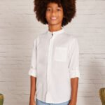 Boy Long Sleeve Band-Collar Shirt