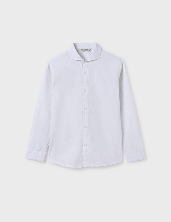 Boy Long Sleeve Micro Print Shirt