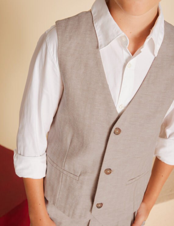 Boy Formal Linen Waistcoat