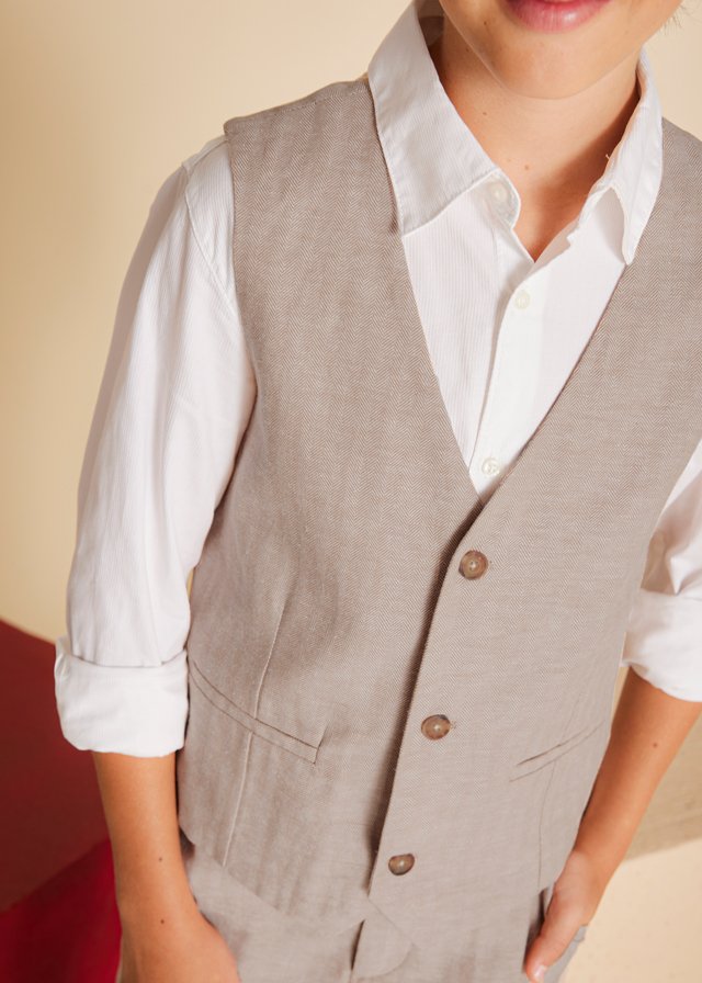 Boy Formal Linen Waistcoat