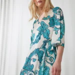 Wrap print silk dress
