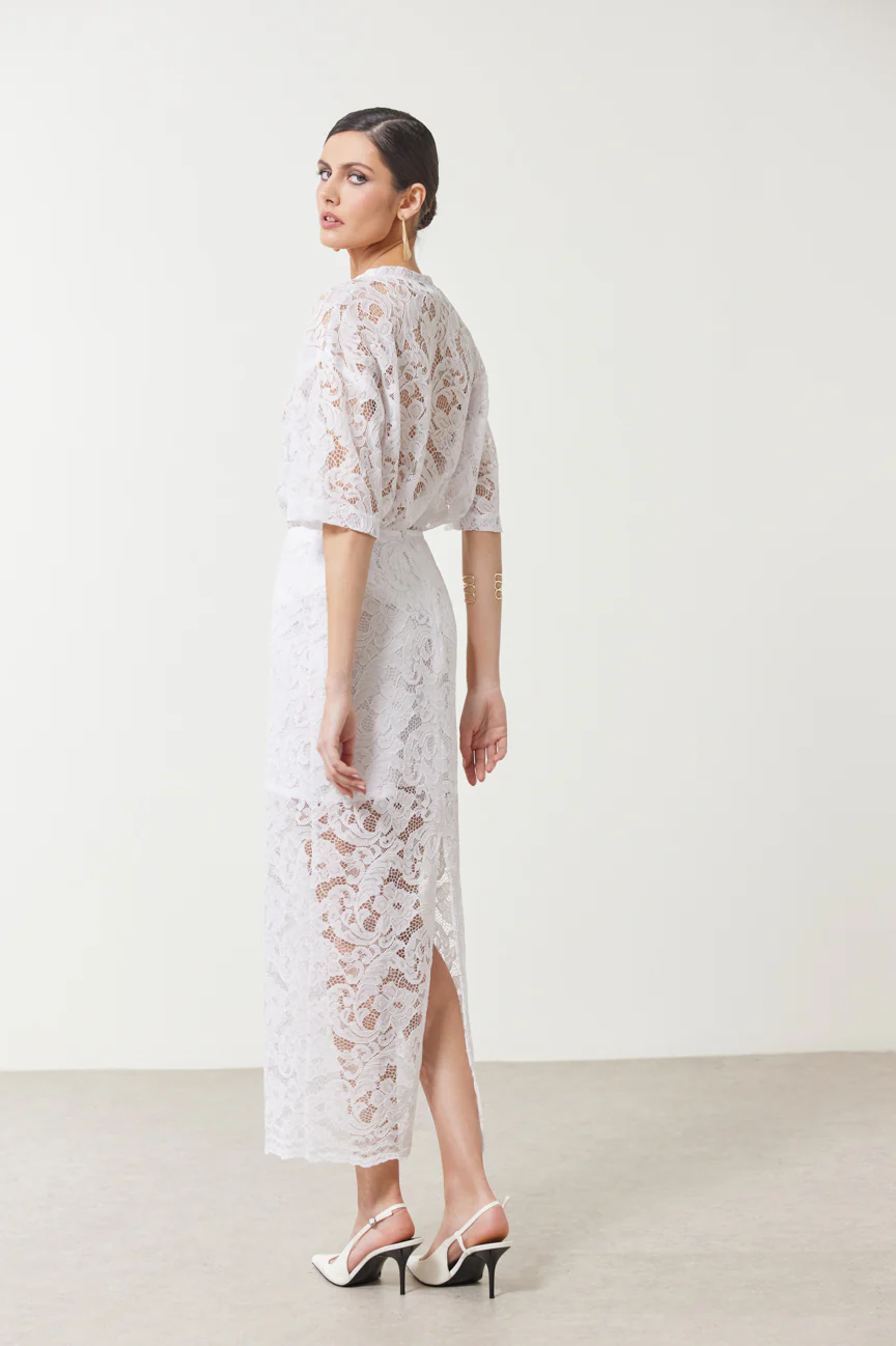 Lace midi skirt