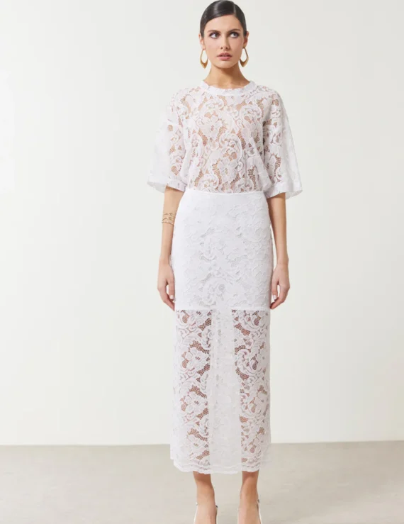 Lace midi skirt