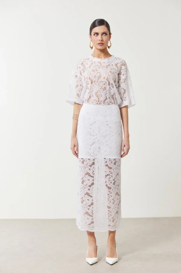 Lace midi skirt