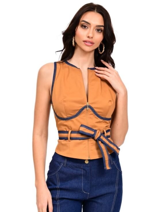 Jean details top