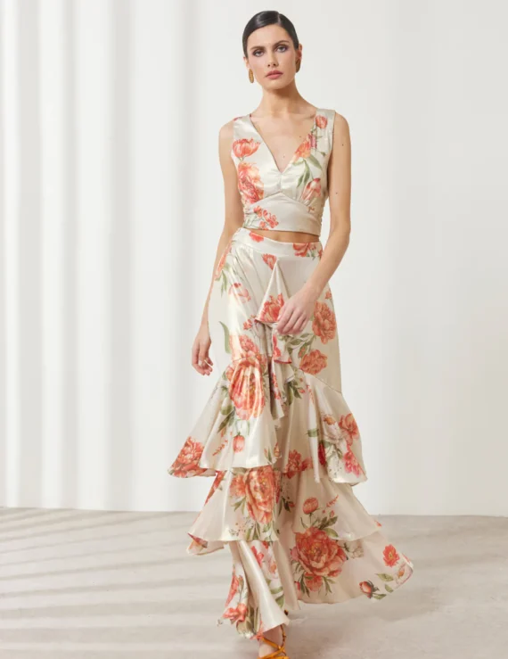 Silk flower skirt set