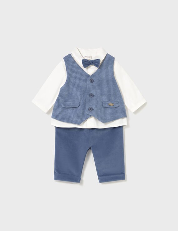 Newborn shirt set with bow tie and waistcoat