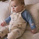 Newborn print dungaree set