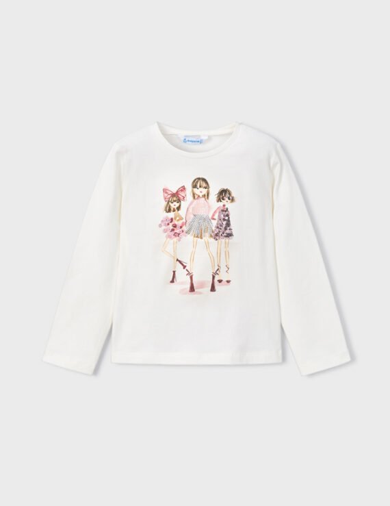 Girls doll motif shirt
