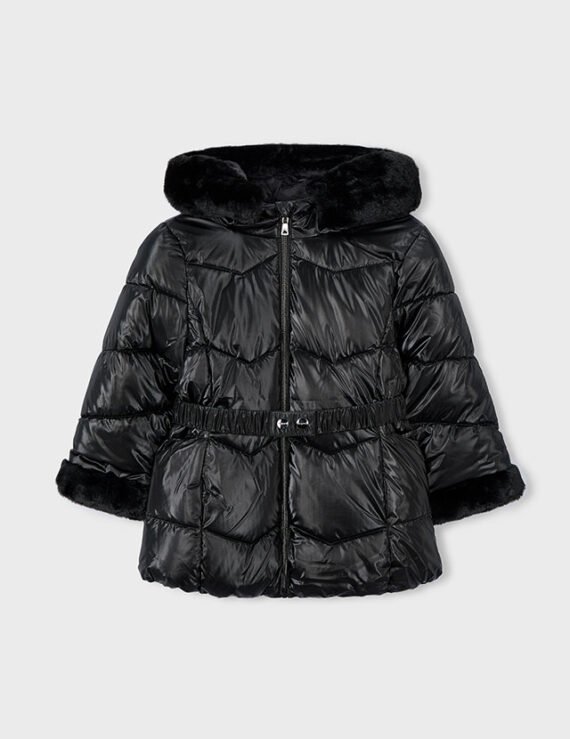 Girls belted metallic coat