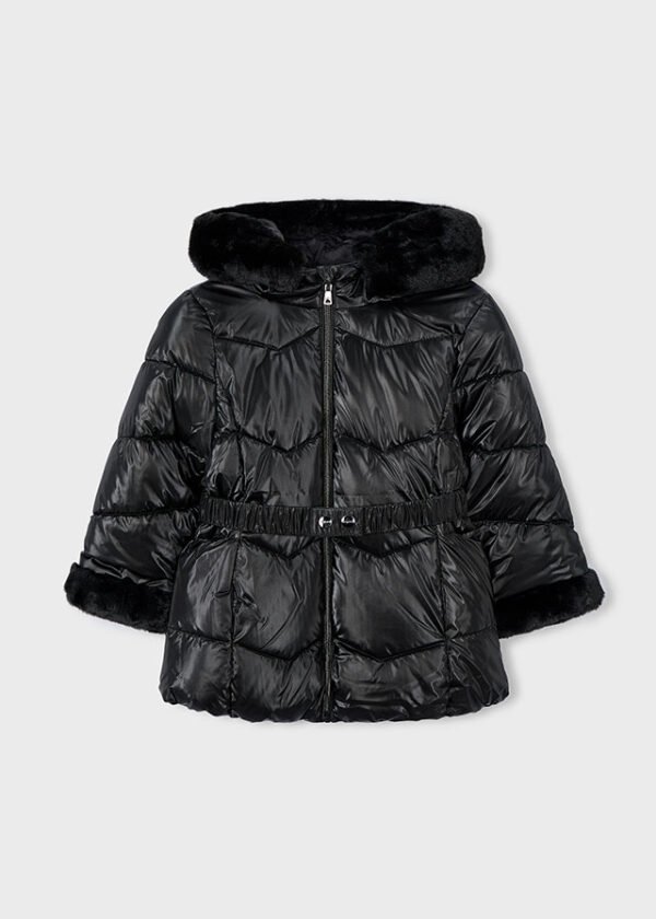 Girls belted metallic coat