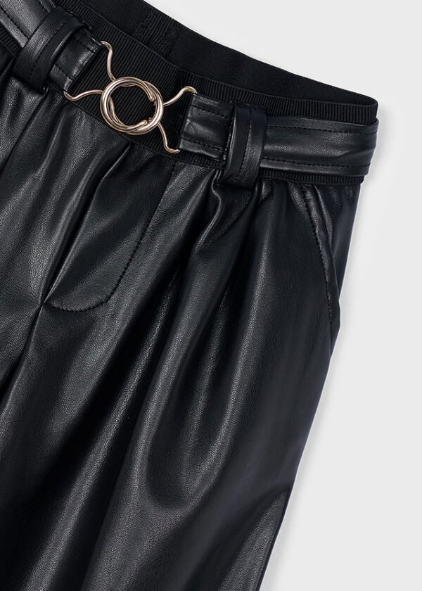 Girls leatherette trousers with belt