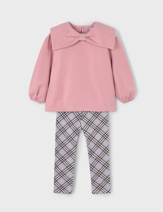 Girls check legging and jumper set
