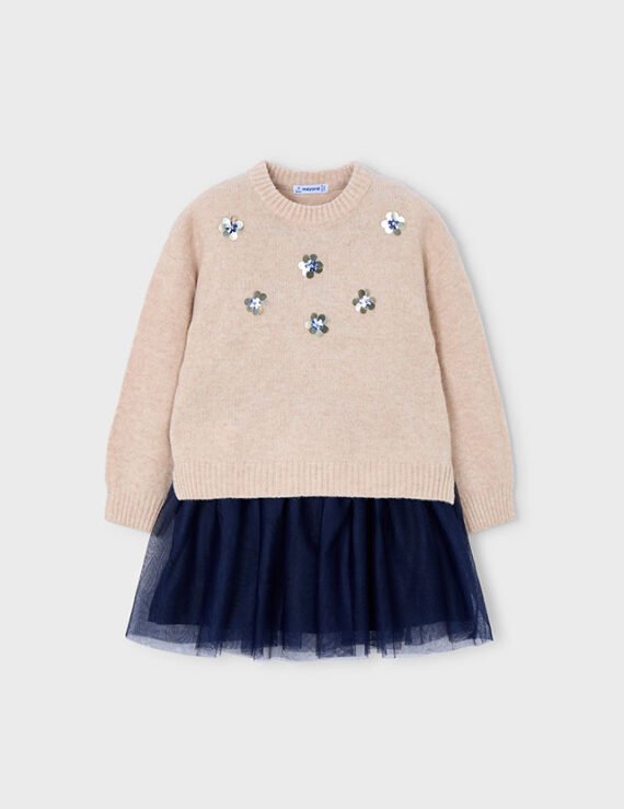 Girls combined knitted dress