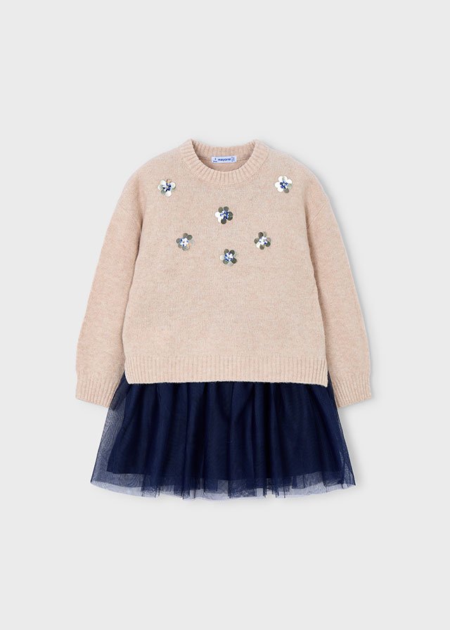 Girls combined knitted dress