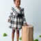 Girls check velvet dress