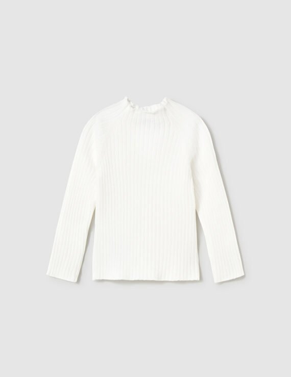 Baby knitted jumper with mid high neck