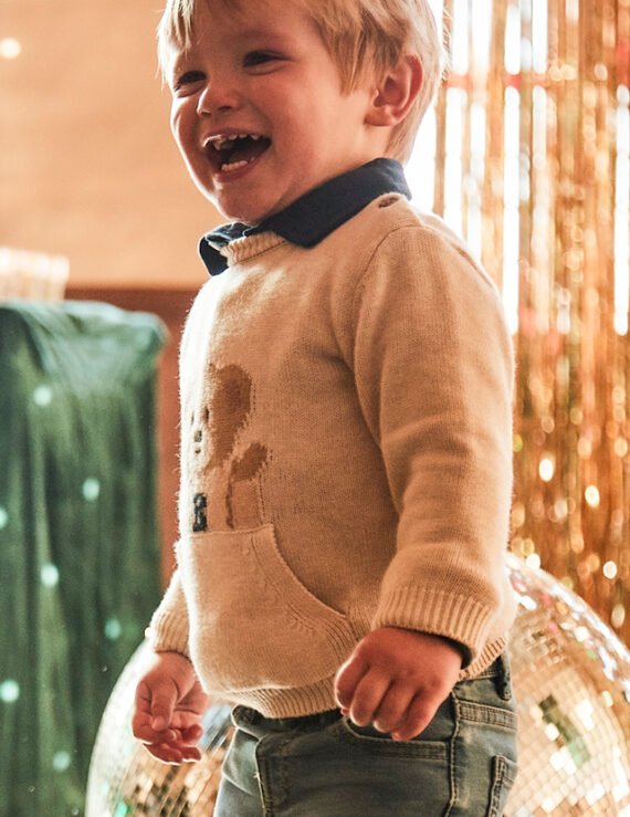 Baby bear motif jumper