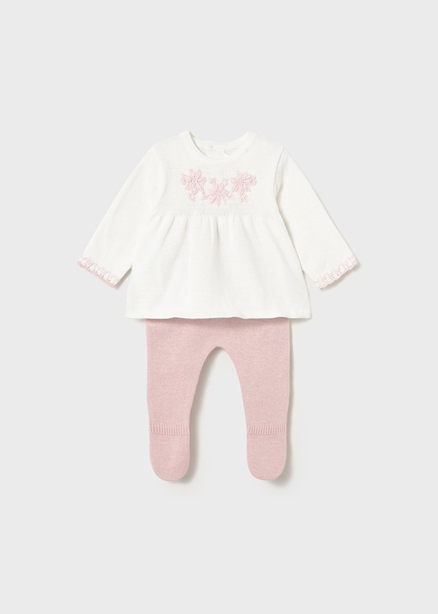 Newborn girl's leggings and jumper set