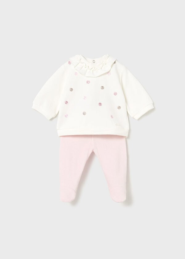 Newborn girl's leggings and sweatshirt set