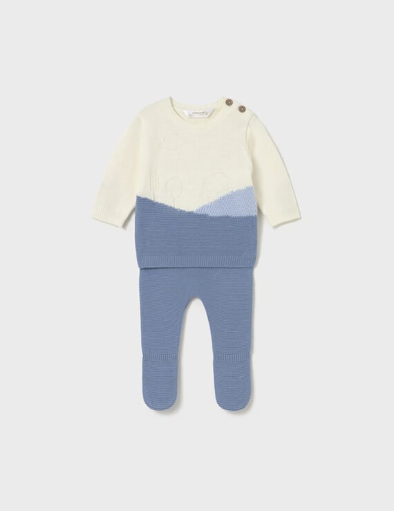 Newborn knitted jumper and footed trouser set