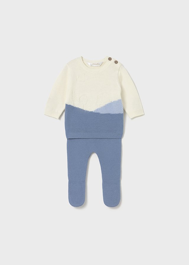 Newborn knitted jumper and footed trouser set