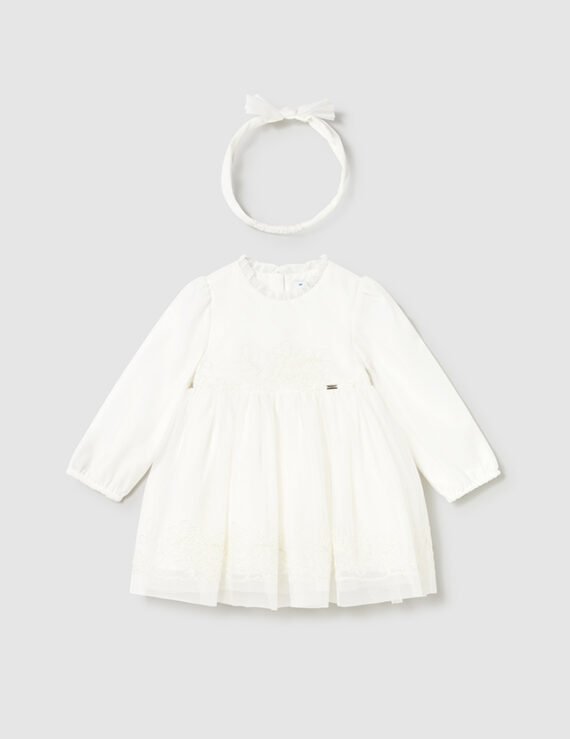 Baby tulle ceremony set with headband