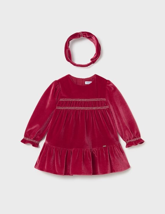 Baby velvet dress with headband