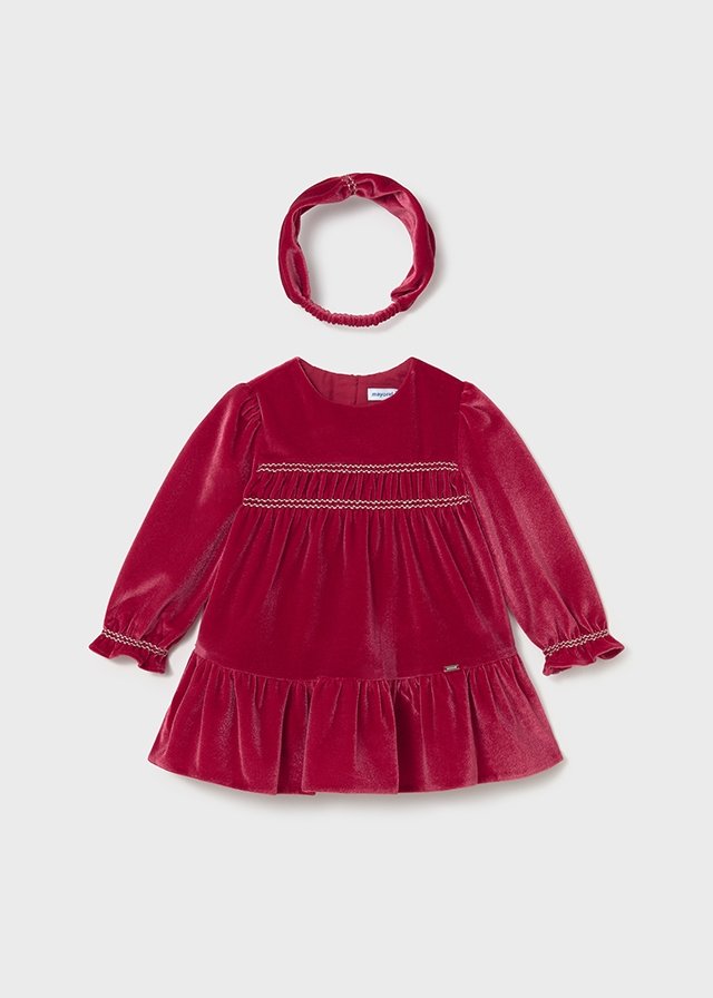 Baby velvet dress with headband