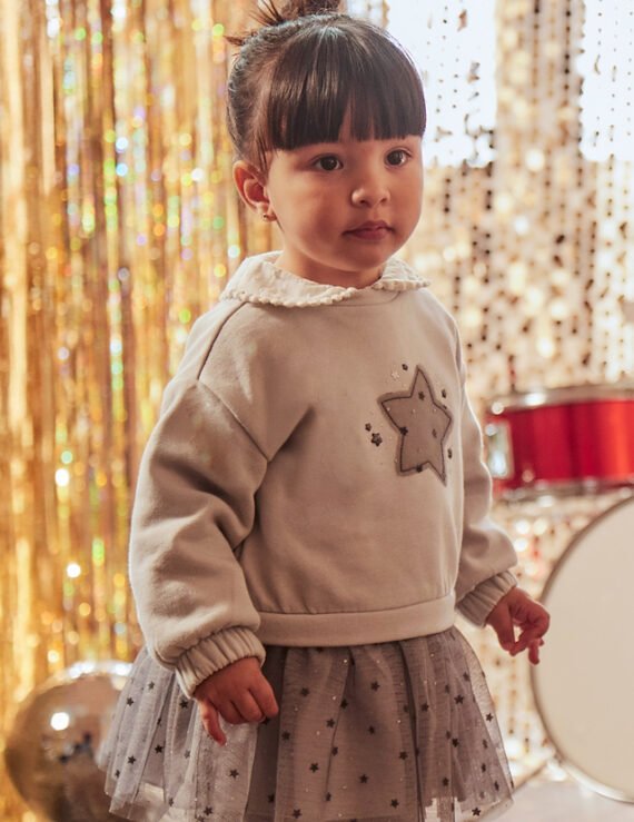 Baby combined star motif tulle dress