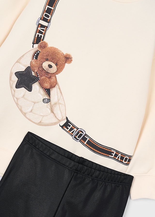 Girls legging and bear jumper set