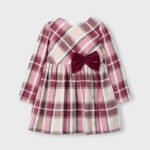 Girls check velvet dress