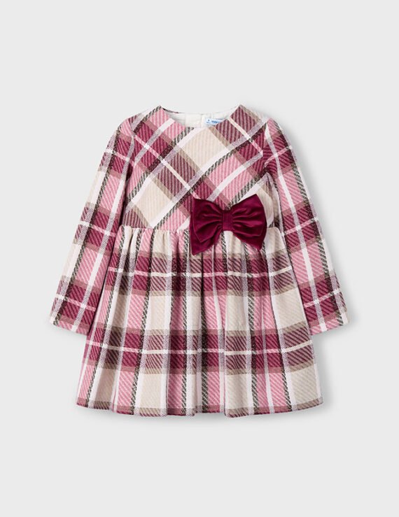 Girls check velvet dress