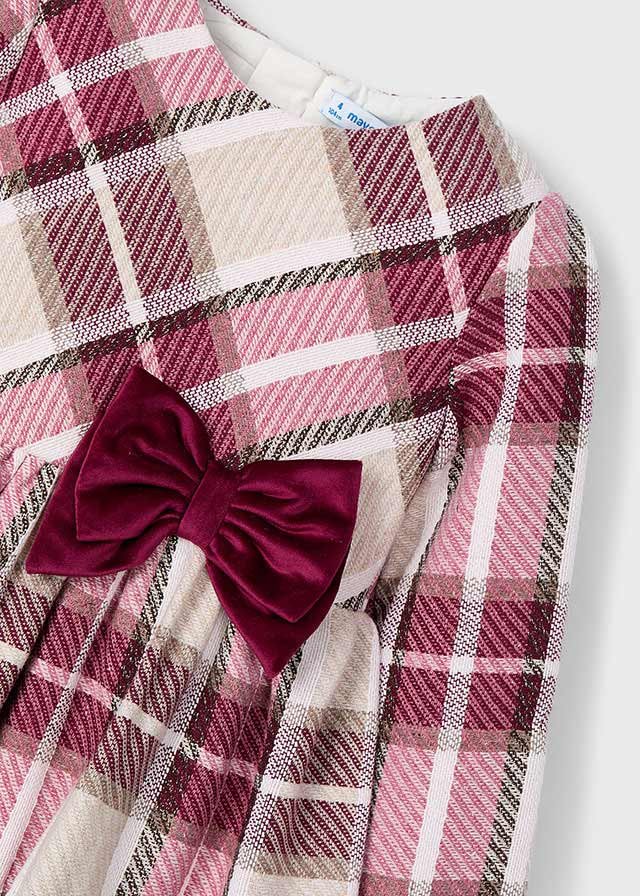 Girls check velvet dress