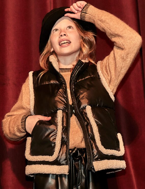 Girls sheepskin gilet