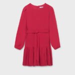 Girls pleated crepe dress