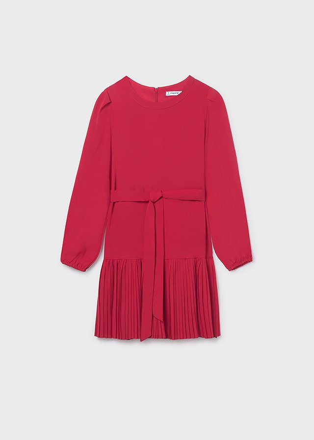 Girls pleated crepe dress