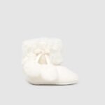 Newborn tricot and faux fur boots
