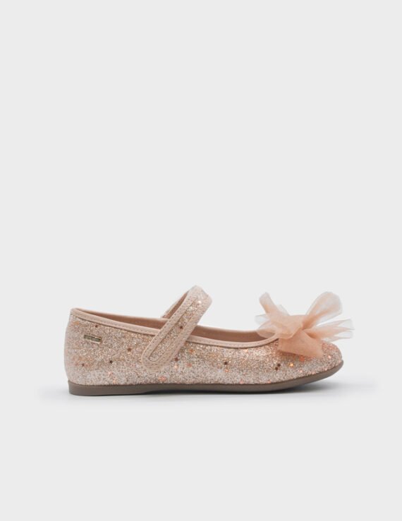 Girls glitter Mary Janes with bow