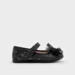 Girls glitter Mary Janes with bow