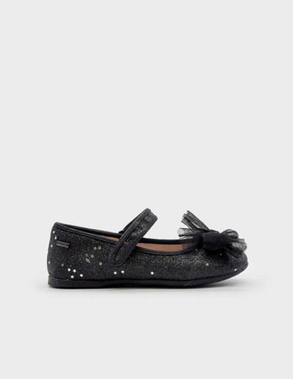 Girls glitter Mary Janes with bow