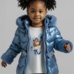 Girls belted metallic coat