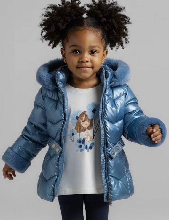 Girls belted metallic coat