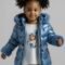 Girls belted metallic coat