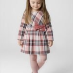 Girls check velvet dress