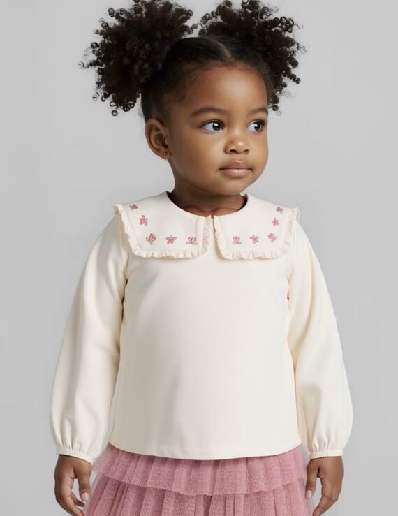 Girls ruffle neck blouse